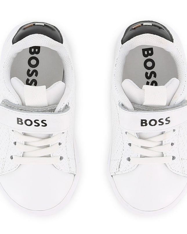 kids atelier boss White Velcro Strap Sneaker
