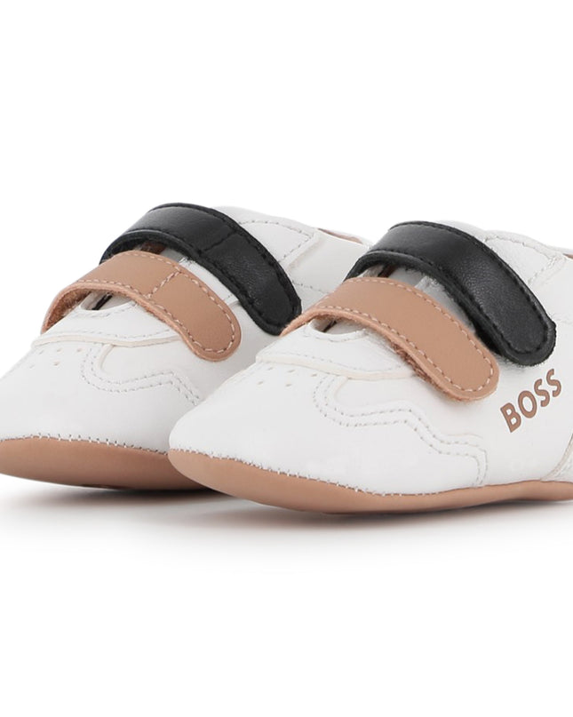 kids atelier boss White Branded Baby Sneakers
