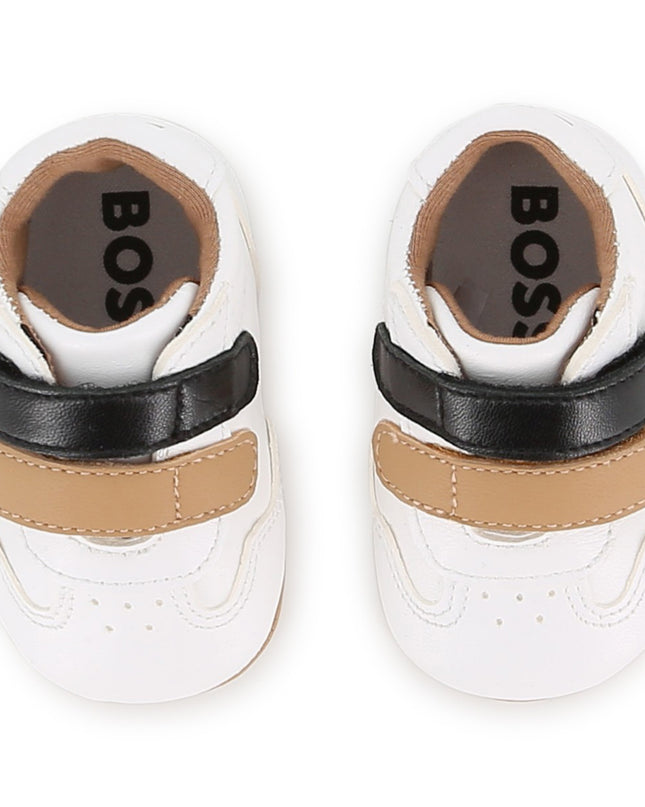 kids atelier boss White Branded Baby Sneakers