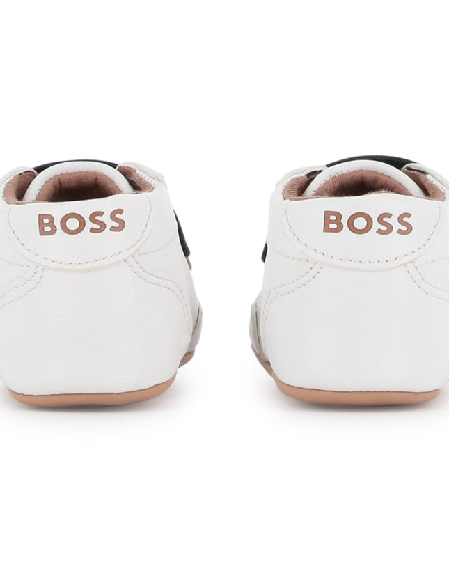 kids atelier boss White Branded Baby Sneakers