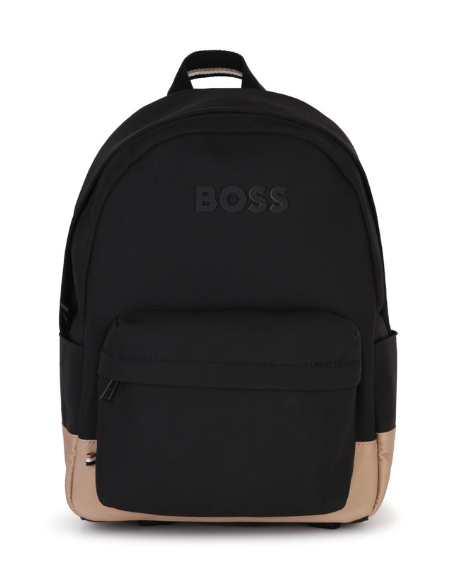 kids atelier boss Black Embossed Logo Backpack