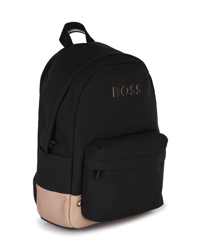 kids atelier boss Black Embossed Logo Backpack