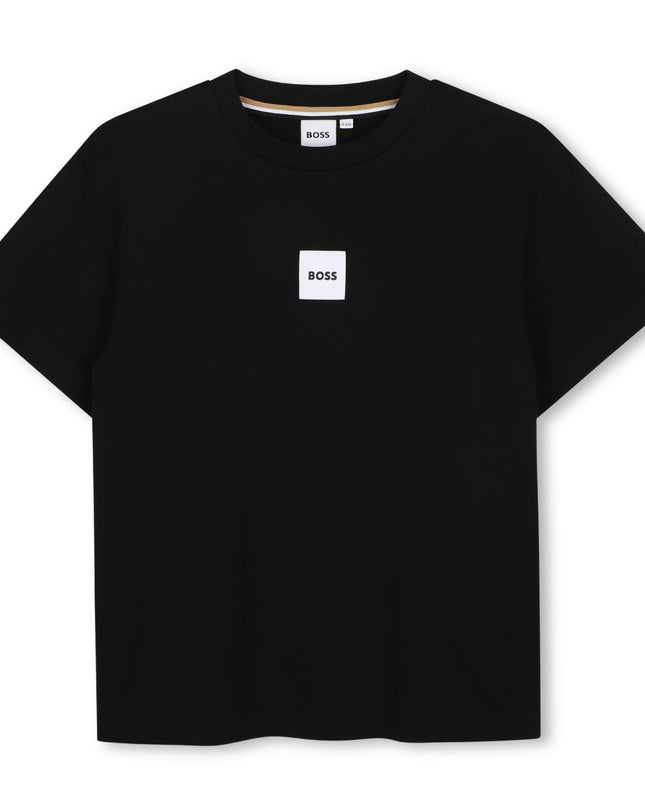 kids atelier boss Black Logo Patch T-Shirt