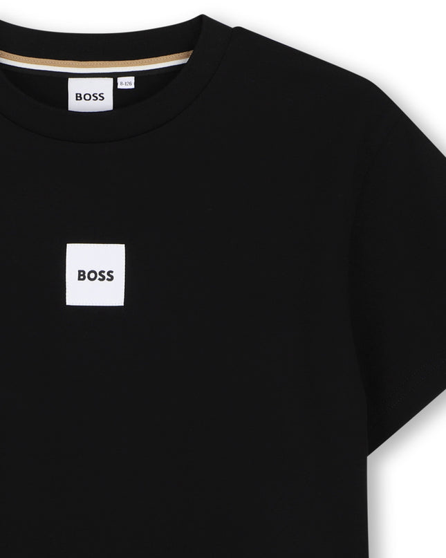 kids atelier boss Black Logo Patch T-Shirt