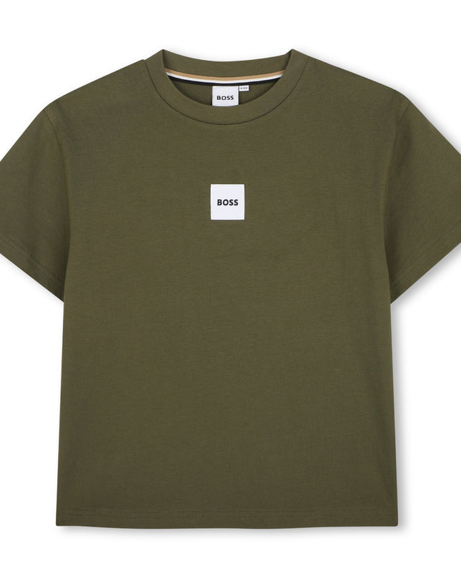 kids atelier boss Olive Night Logo Patch T-Shirt
