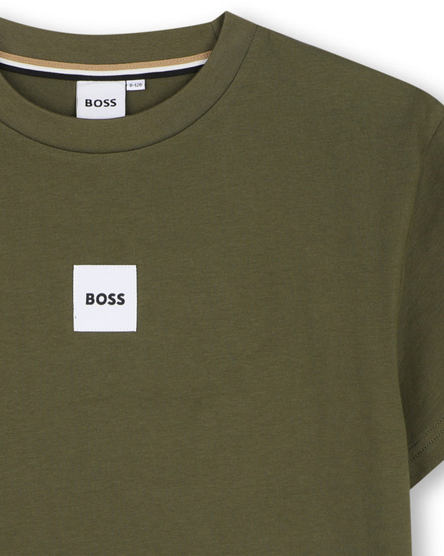 kids atelier boss Olive Night Logo Patch T-Shirt