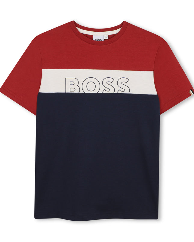 kids atelier boss Colorblock Logo T‑Shirt