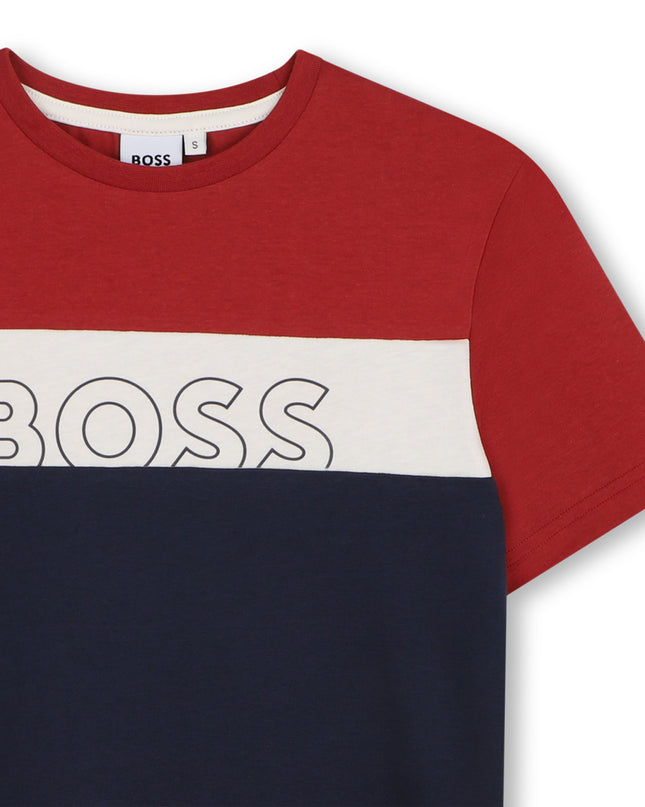 kids atelier boss Colorblock Logo T‑Shirt