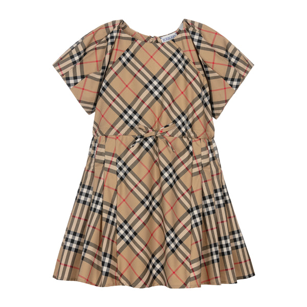 Beige Check Dress - kids atelier