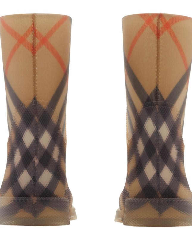 Beige Vintage Check Rain Boots