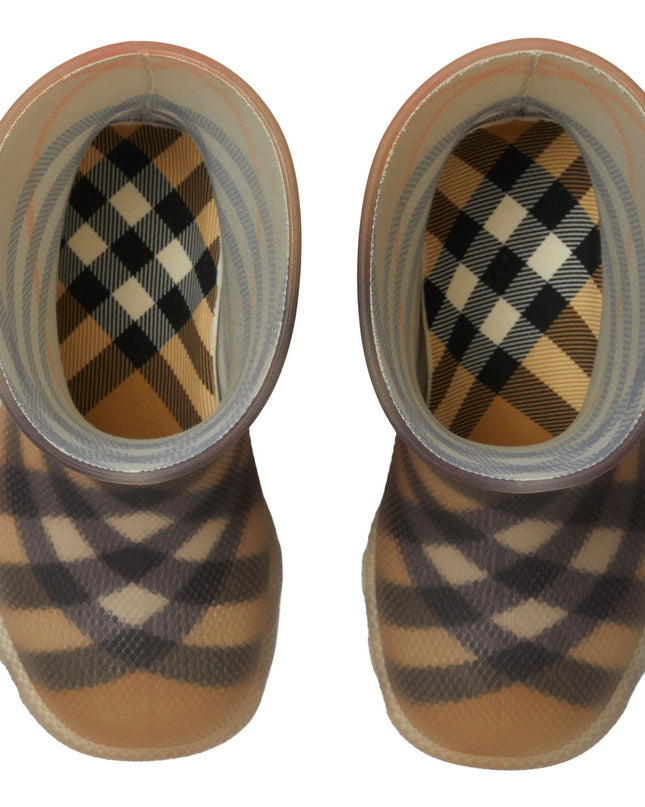 Beige Vintage Check Rain Boots