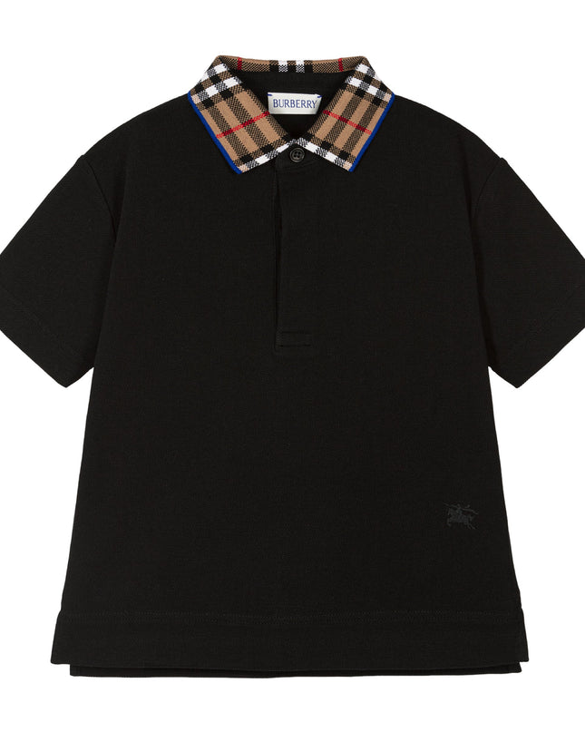 Black Logo Check Polo Shirt
