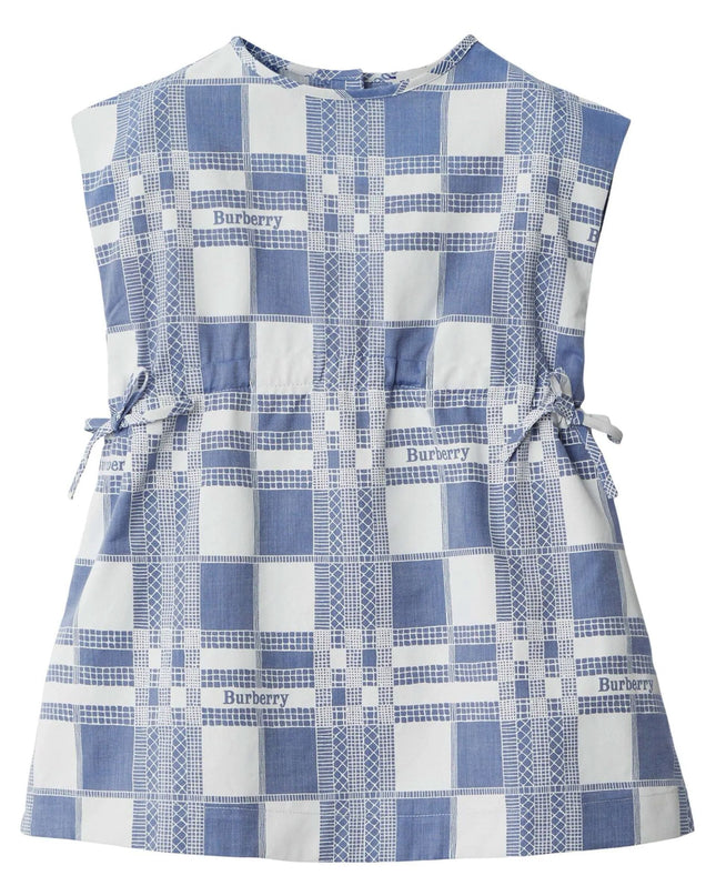 Pale Blue Check Cotton Dress