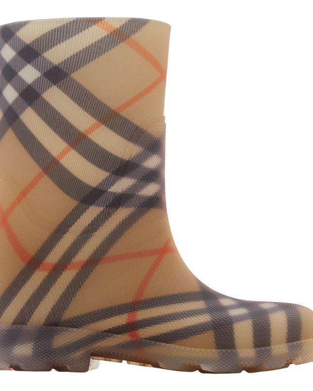 Beige Vintage Check Rain Boots