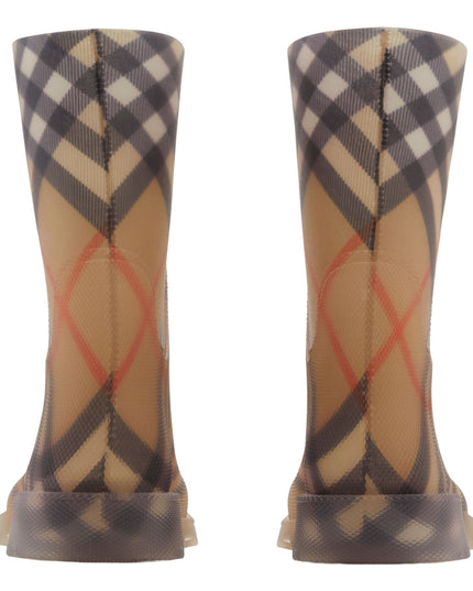 Beige Vintage Check Rain Boots