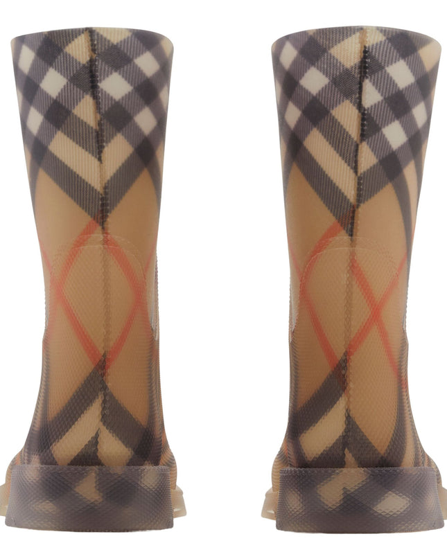 Beige Vintage Check Rain Boots