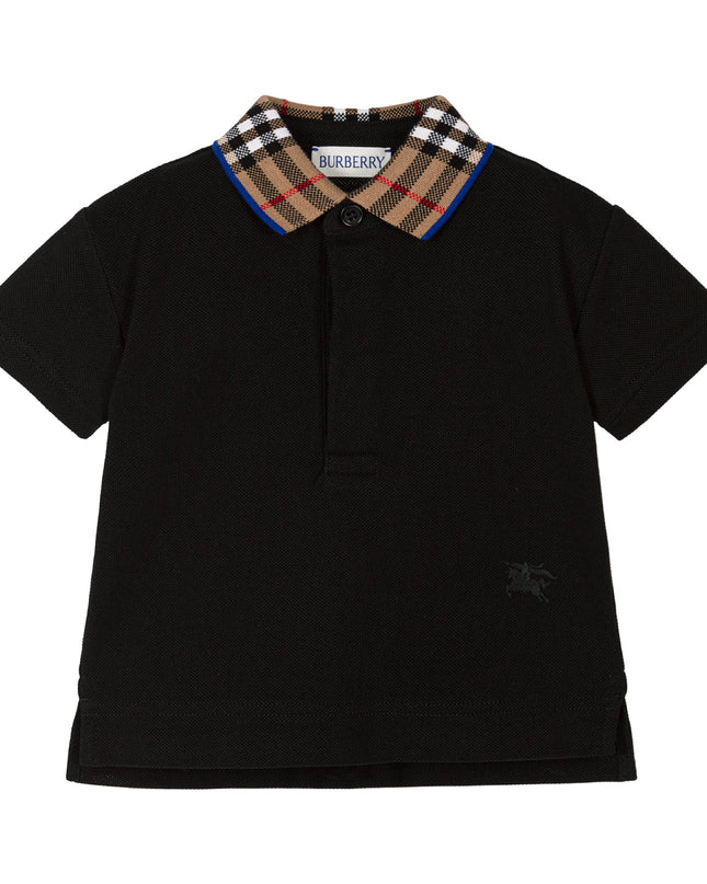 Black Logo Check Polo Shirt