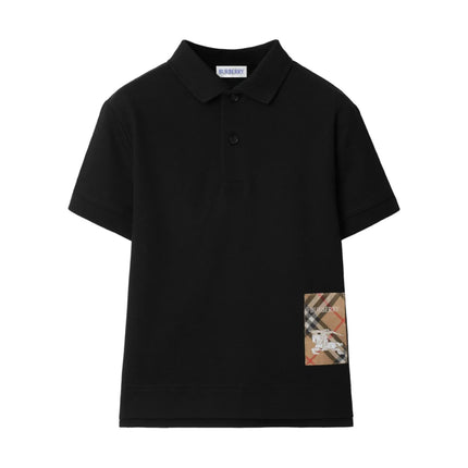 kids atelier burberry Black Logo Check Polo Shirt