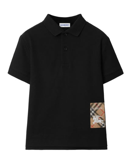 kids atelier burberry Black Logo Check Polo Shirt