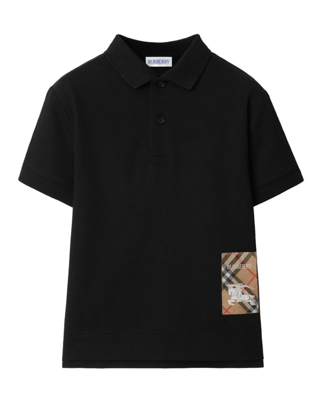 kids atelier burberry Black Logo Check Polo Shirt