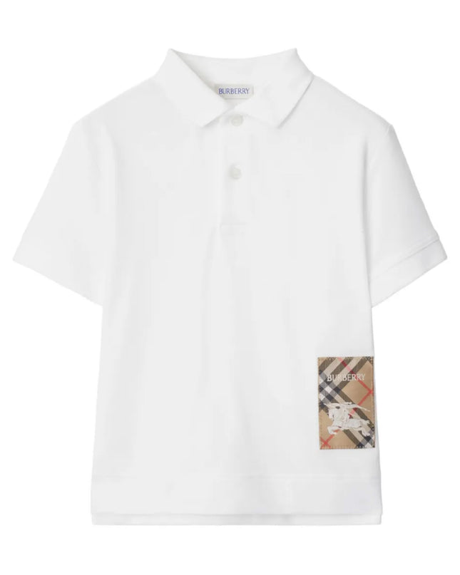 kids atelier burberry White Check Label Polo Shirt