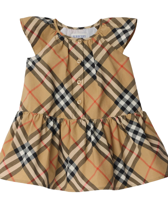 kids atelier burberry Sand Beige Check Cotton Poplin Dress