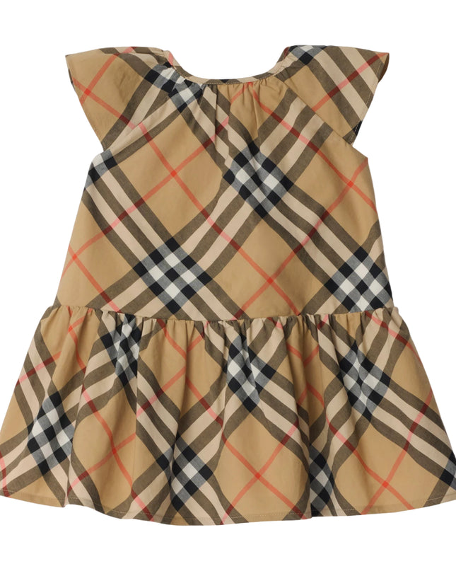 kids atelier burberry Sand Beige Check Cotton Poplin Dress