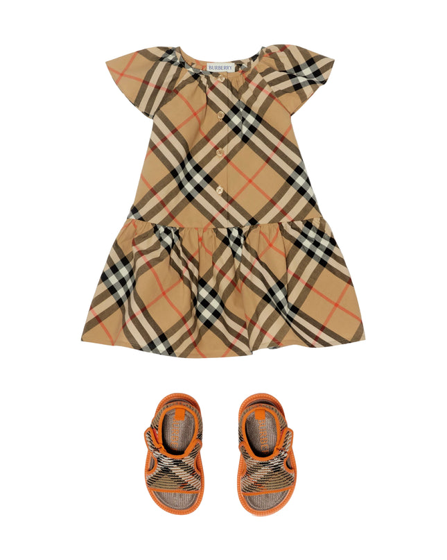 kids atelier burberry Sand Beige Check Cotton Poplin Dress