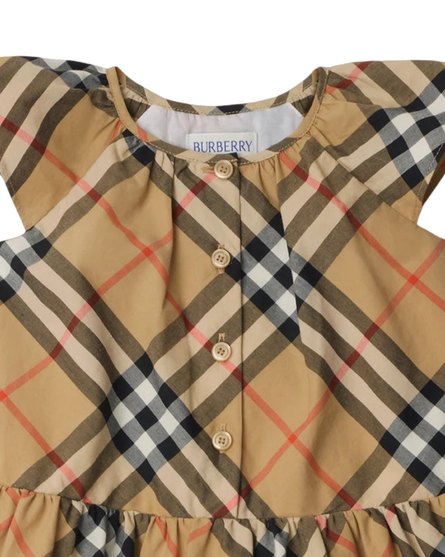 kids atelier burberry Sand Beige Check Cotton Poplin Dress