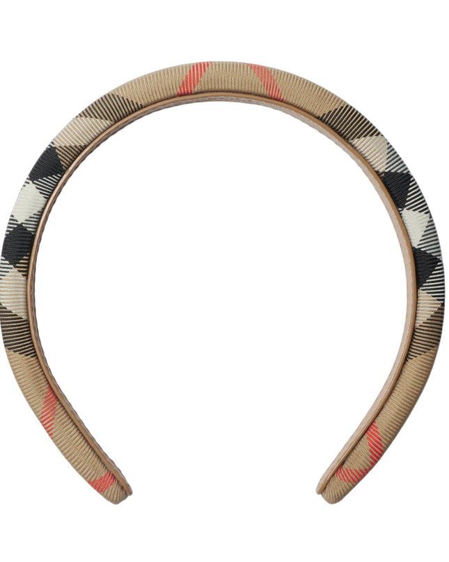 kids atelier burberry Sand Beige Check Nylon Headband