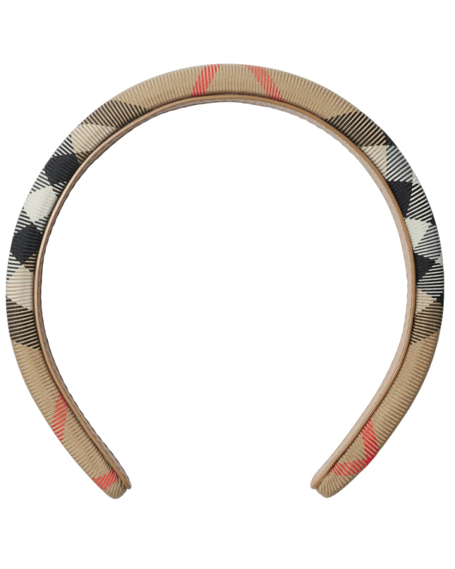 kids atelier burberry Sand Beige Check Nylon Headband