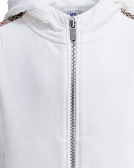 kids atelier burberry Cotton Zip Hoodie With Checked Trim