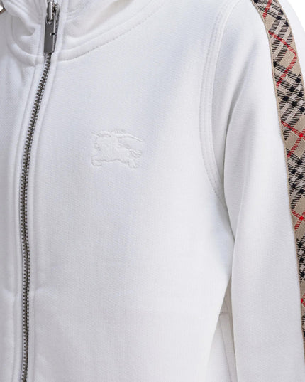 kids atelier burberry Cotton Zip Hoodie With Checked Trim