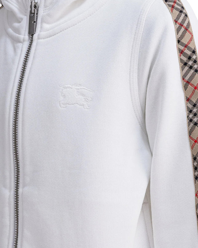 kids atelier burberry Cotton Zip Hoodie With Checked Trim