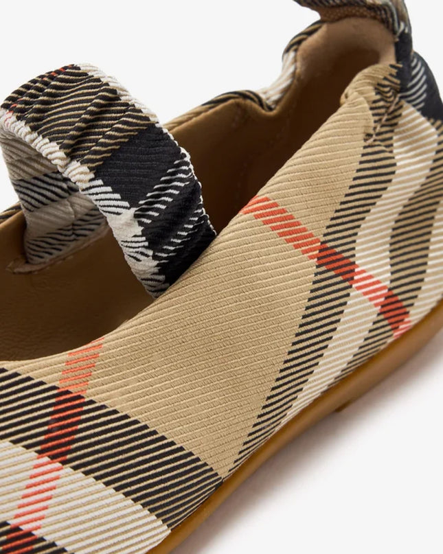 kids atelier burberry Beige Check Chaterly Ballerinas