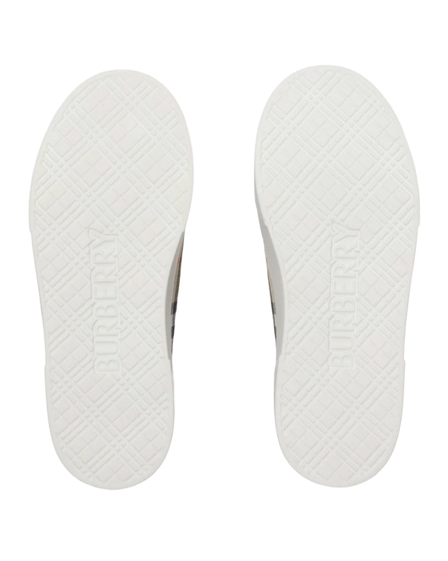 kids atelier burberry Beige Check Cotton Sneakers