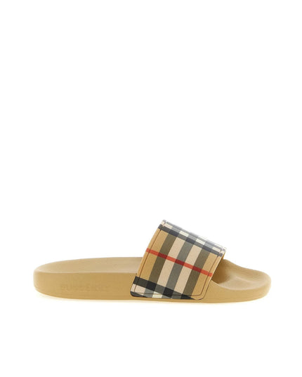 kids atelier burberry Checked Slip-On Slides