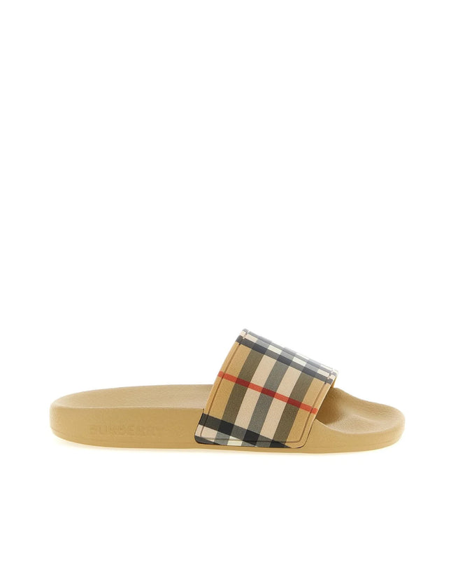kids atelier burberry Checked Slip-On Slides