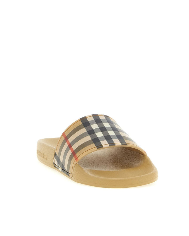 kids atelier burberry Checked Slip-On Slides