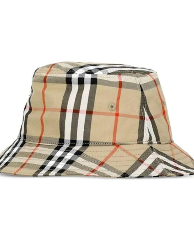 kids atelier burberry Sand Beige Check Cotton Canvas Bucket Hat