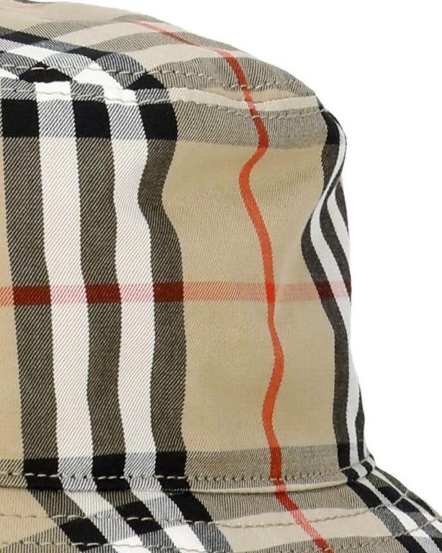 kids atelier burberry Sand Beige Check Cotton Canvas Bucket Hat