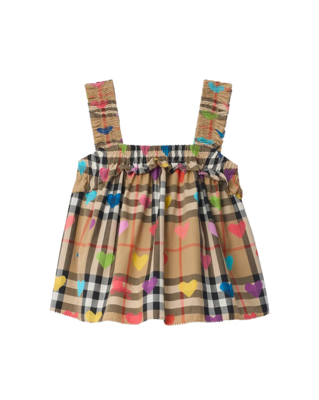 kids atelier Burberry-C:KG5 GABI CHK HEART:171483:A8972-SAND IP PAT-CG TOPS