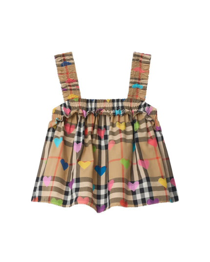kids atelier Burberry-C:KG5 GABI CHK HEART:171483:A8972-SAND IP PAT-CG TOPS