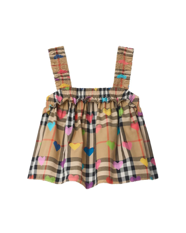 kids atelier Burberry-C:KG5 GABI CHK HEART:171483:A8972-SAND IP PAT-CG TOPS