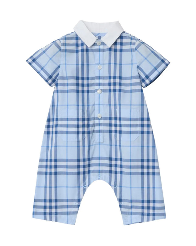 kids atelier burberry Blue Check Baby Romper