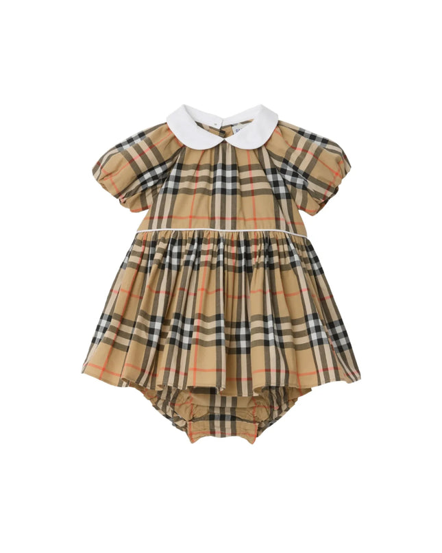 kids atelier Burberry Checked Peter Pan-Collar Pleated Dress Set
