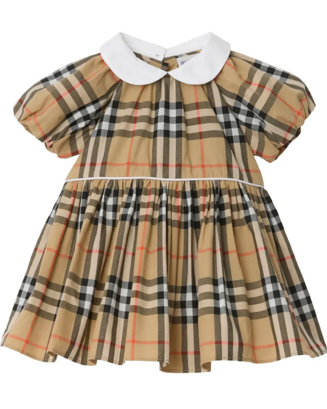 kids atelier Burberry Checked Peter Pan-Collar Pleated Dress Set