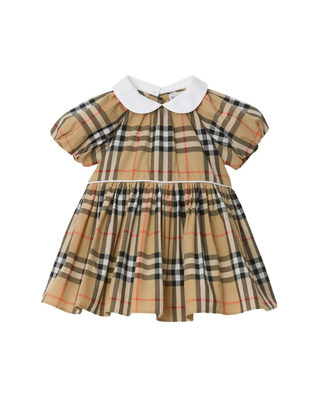 kids atelier Burberry Checked Peter Pan-Collar Pleated Dress Set