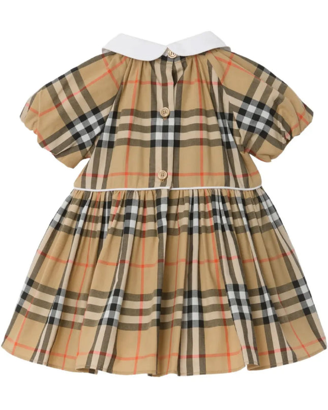 kids atelier Burberry Checked Peter Pan-Collar Pleated Dress Set