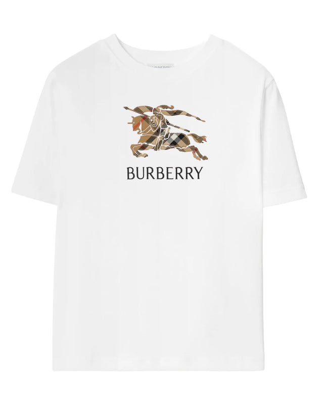 kids atelier burberry White Knight Check Cotton T-shirt